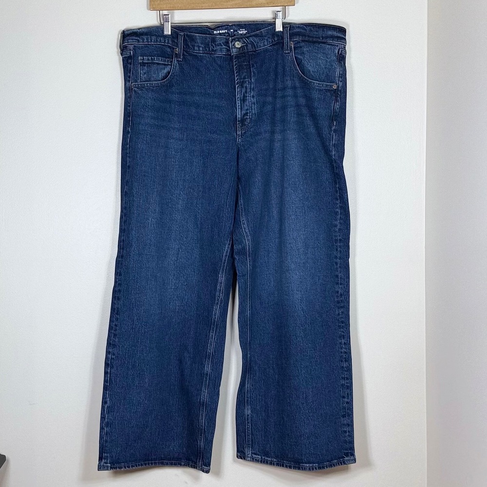 Old Navy Womens Slouchy Wide Leg Jeans 20 Blue Denim Baggy Relaxed Minimalist